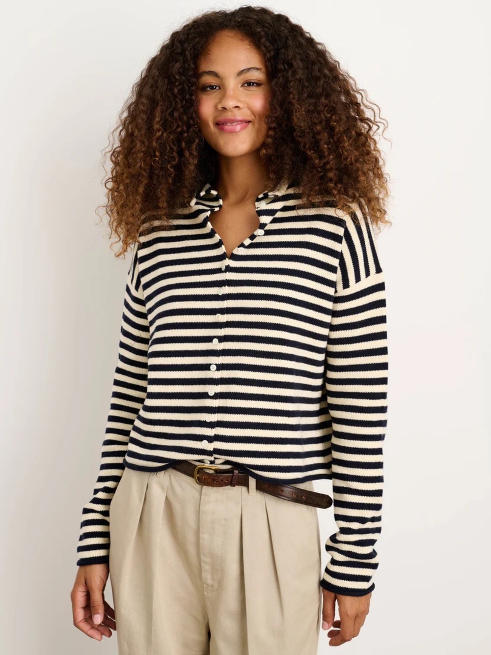 Alex Mill Taylor Striped Cardigan In Cotton Cashmere in Ivory/Navy